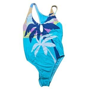 New Hobie Womens Palm Print One-Piece Swimsuit Size L Multicolor MSRP $64